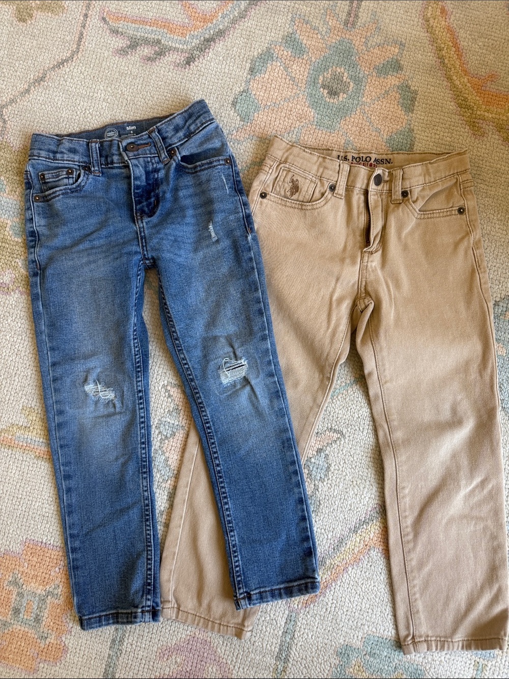 U.S. Polo Assn. Kids 6 Skinny Jeans - Blue Denim & Tan